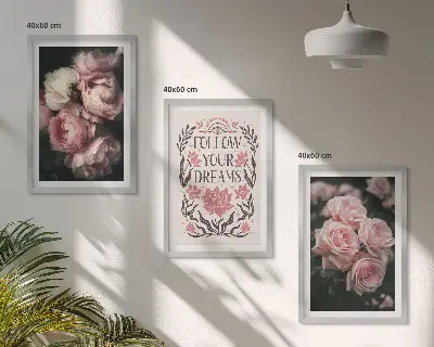 Juego de 3 cuadros diseño con inscripción de sueños de rosas antiguas