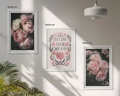 Juego de 3 cuadros diseño con inscripción de sueños de rosas antiguas