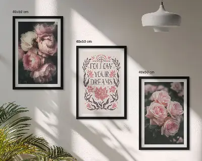 Juego de 3 cuadros diseño con inscripción de sueños de rosas antiguas