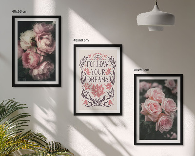 Juego de 3 cuadros Inscripción Sueños de rosas antiguas