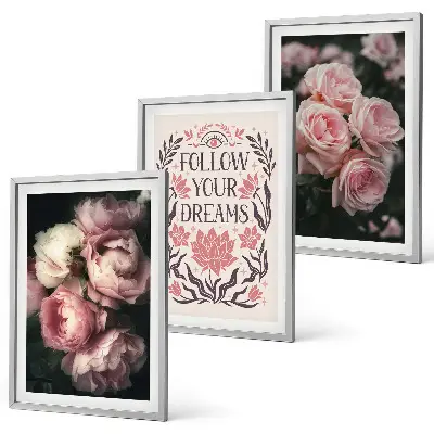 Juego de 3 cuadros diseño con inscripción de sueños de rosas antiguas