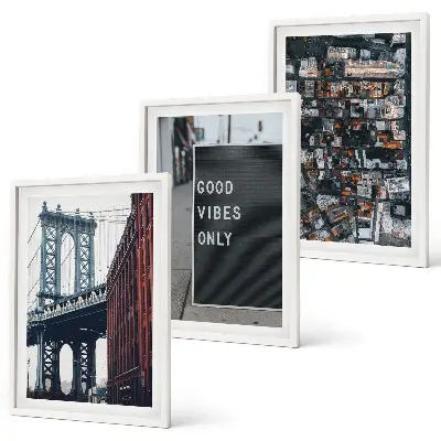 Set de 3 cuadros para salón con vista aérea de las inscripciones de la ciudad del puente