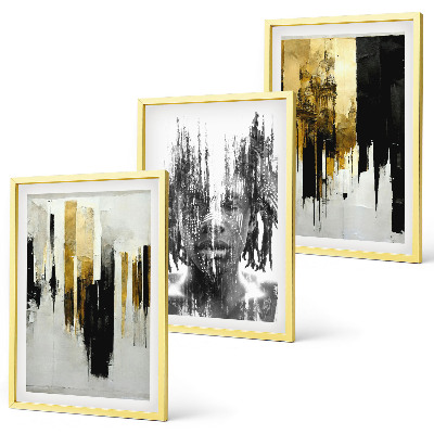 Juego de 3 cuadros Retratos abstractos contrastantes