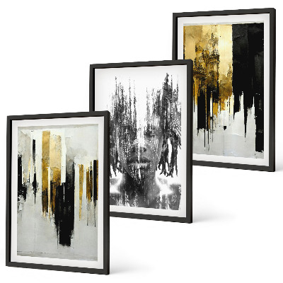 Juego de 3 cuadros Retratos abstractos contrastantes