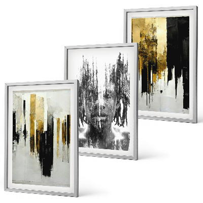 Juego de 3 cuadros Retratos abstractos contrastantes