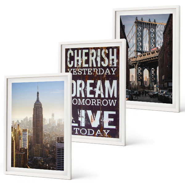Juego de 3 cuadros Cita sobre los paisajes de Nueva York