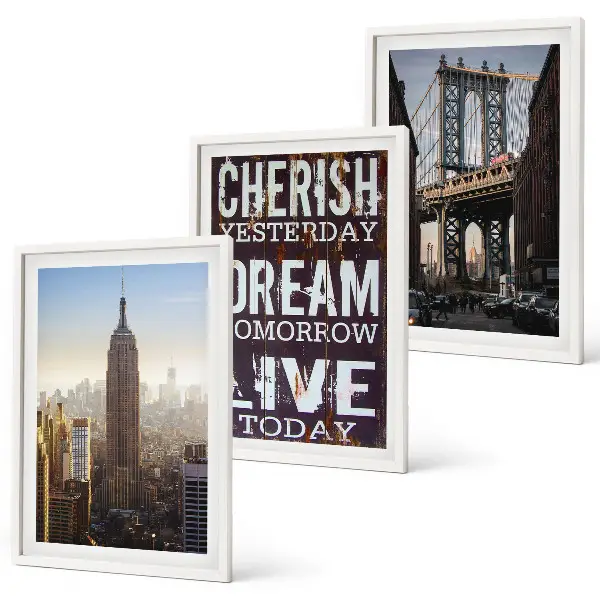 Juego de 3 cuadros con citas sobre paisajes de Nueva York