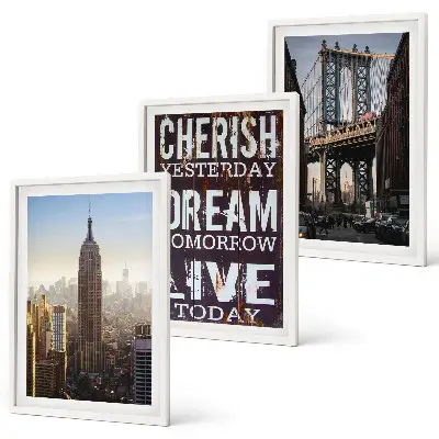 Juego de 3 cuadros con citas sobre paisajes de Nueva York