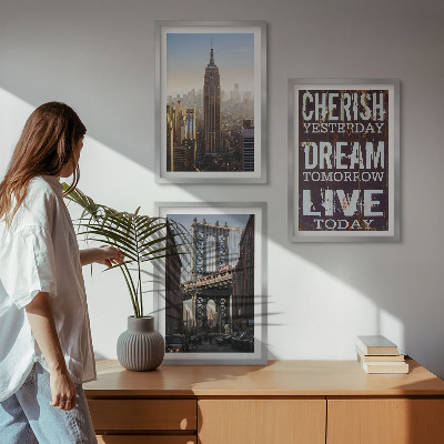 Juego de 3 cuadros Cita sobre los paisajes de Nueva York