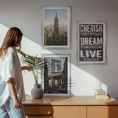 Juego de 3 cuadros con citas sobre paisajes de Nueva York