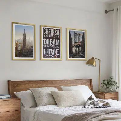 Juego de 3 cuadros con citas sobre paisajes de Nueva York
