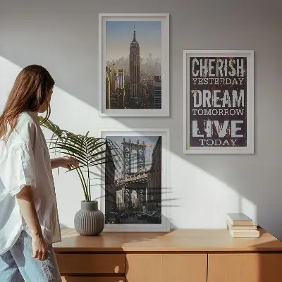 Juego de 3 cuadros con citas sobre paisajes de Nueva York