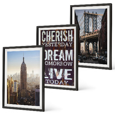 Juego de 3 cuadros Cita sobre los paisajes de Nueva York