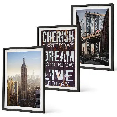 Juego de 3 cuadros con citas sobre paisajes de Nueva York