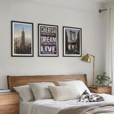 Juego de 3 cuadros con citas sobre paisajes de Nueva York