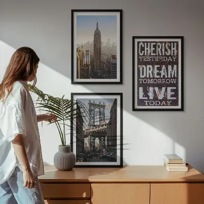 Juego de 3 cuadros con citas sobre paisajes de Nueva York
