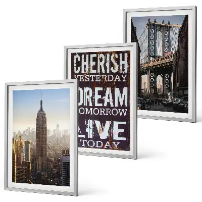 Juego de 3 cuadros con citas sobre paisajes de Nueva York