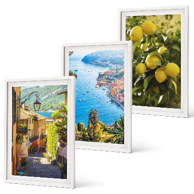 Juego de 3 cuadros Calles costeras, mar de limones
