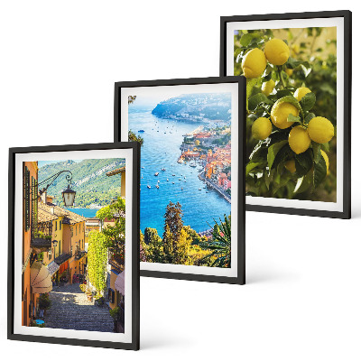 Juego de 3 cuadros Calles costeras, mar de limones
