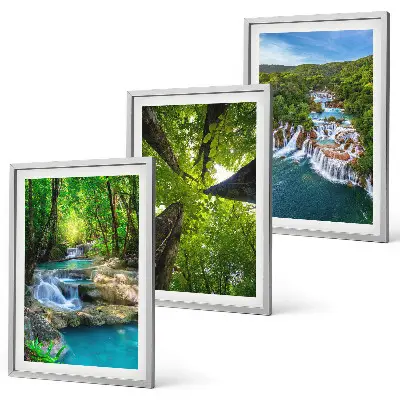 Set de 3 cuadros para salón con diseño de cascadas de agua en bosque verde