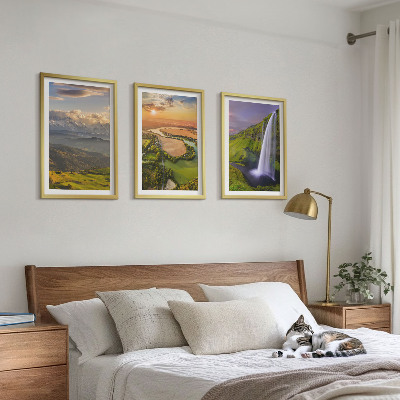 Set de 3 cuadros para salón ríos de montaña cascadas naturaleza