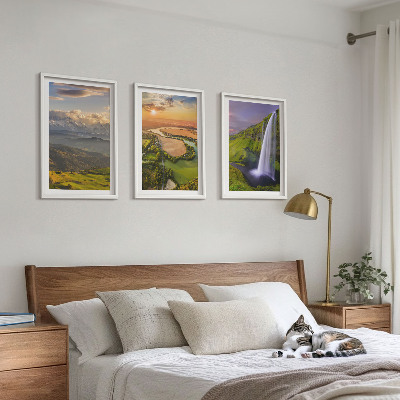 Set de 3 cuadros para salón ríos de montaña cascadas naturaleza