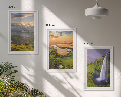 Set de 3 cuadros para salón ríos de montaña cascadas naturaleza