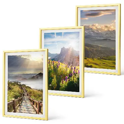 Juego de 3 cuadros de paisaje montañoso con flores decoración de pared