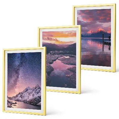 Juego de 3 cuadros decorativos con paisajes naturales de montañas y agua
