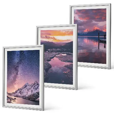 Juego de 3 cuadros decorativos con paisajes naturales de montañas y agua