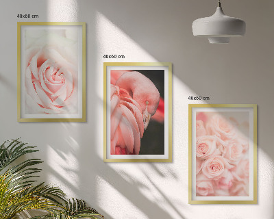 Set de 3 cuadros para salón Flamencos de color rosa pastel delicadamente