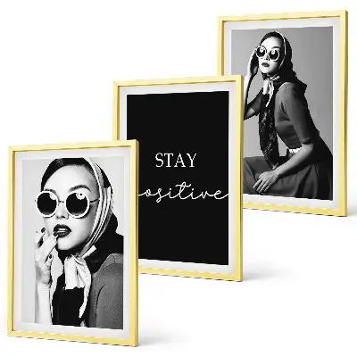Juego de 3 cuadros retratos elegantes de mujeres con gafas