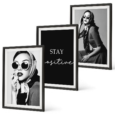 Juego de 3 cuadros Retratos elegantes de mujeres que usan gafas