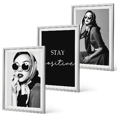 Juego de 3 cuadros Retratos elegantes de mujeres que usan gafas
