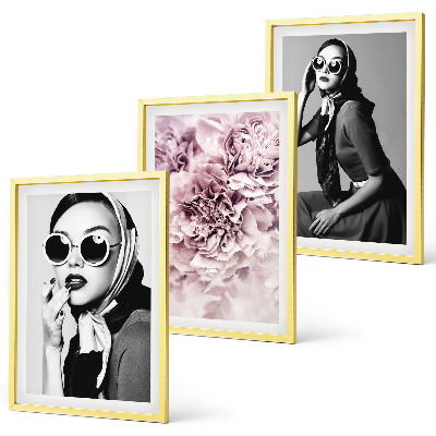 Juego de 3 cuadros Retratos elegantes de mujeres con flores