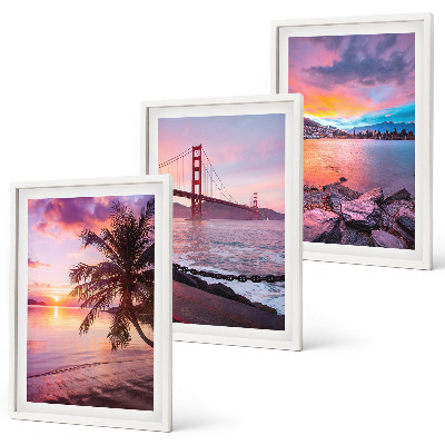 Juego de 3 cuadros Paisaje del puente al atardecer