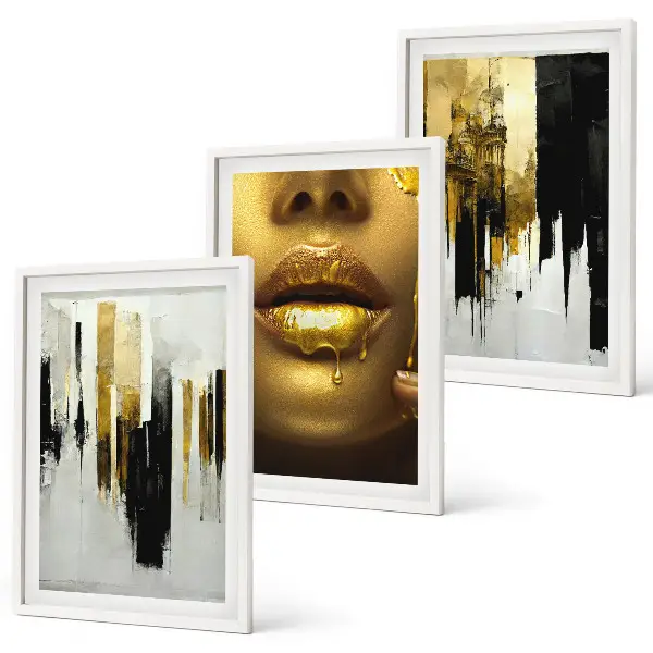 Set de 3 cuadros abstractos para salón pintura de retrato