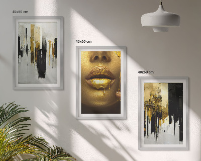 Set de 3 cuadros para salón Pintura de retrato abstracta