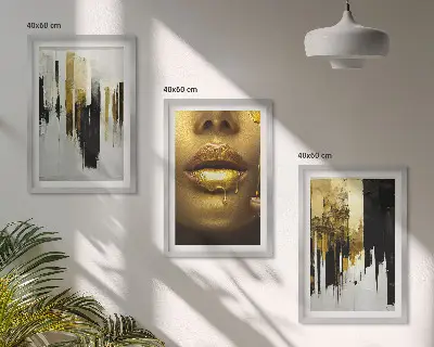 Set de 3 cuadros abstractos para salón pintura de retrato
