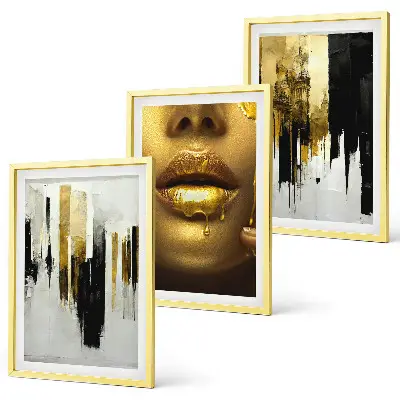 Set de 3 cuadros abstractos para salón pintura de retrato