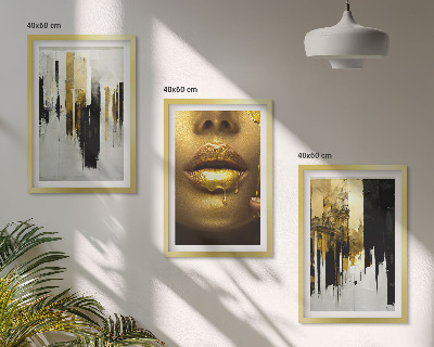 Set de 3 cuadros para salón Pintura de retrato abstracta