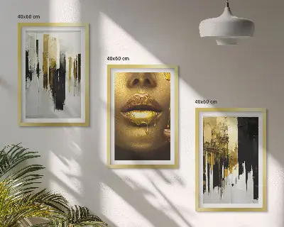 Set de 3 cuadros abstractos para salón pintura de retrato