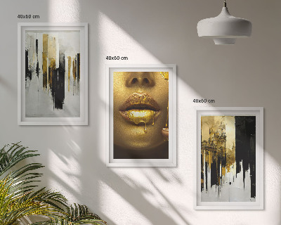 Set de 3 cuadros para salón Pintura de retrato abstracta