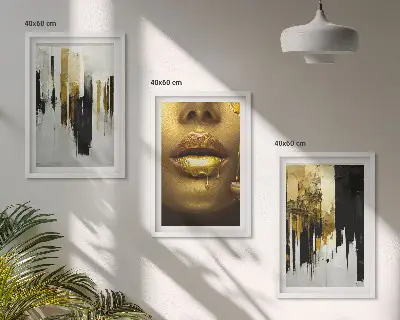 Set de 3 cuadros abstractos para salón pintura de retrato