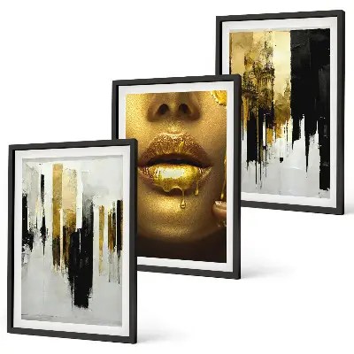 Set de 3 cuadros abstractos para salón pintura de retrato