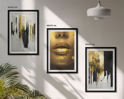 Set de 3 cuadros para salón Pintura de retrato abstracta