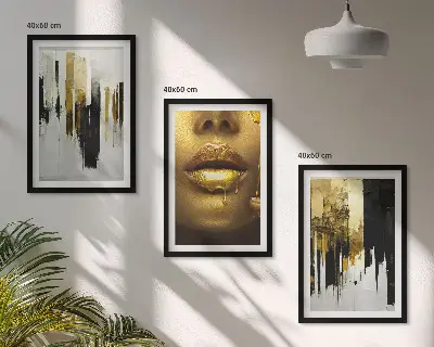 Set de 3 cuadros abstractos para salón pintura de retrato