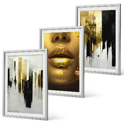 Set de 3 cuadros abstractos para salón pintura de retrato