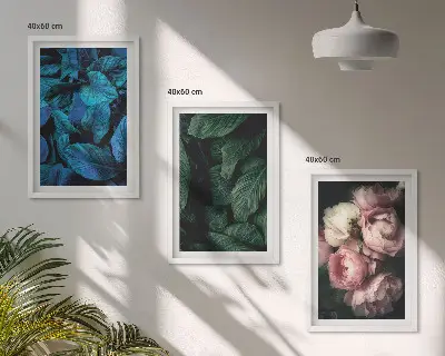 Set de 3 cuadros decorativos con diseño de hojas y flores en colores variados