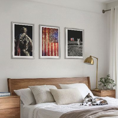 Set de 3 cuadros para salón Símbolos estadounidenses Bandera de EE. UU.